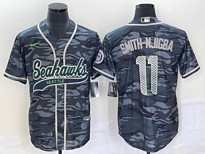 Men's Seattle Seahawks Jaxon Smith-Njigba #11 Grey Camouflage Jersey Joint Edition